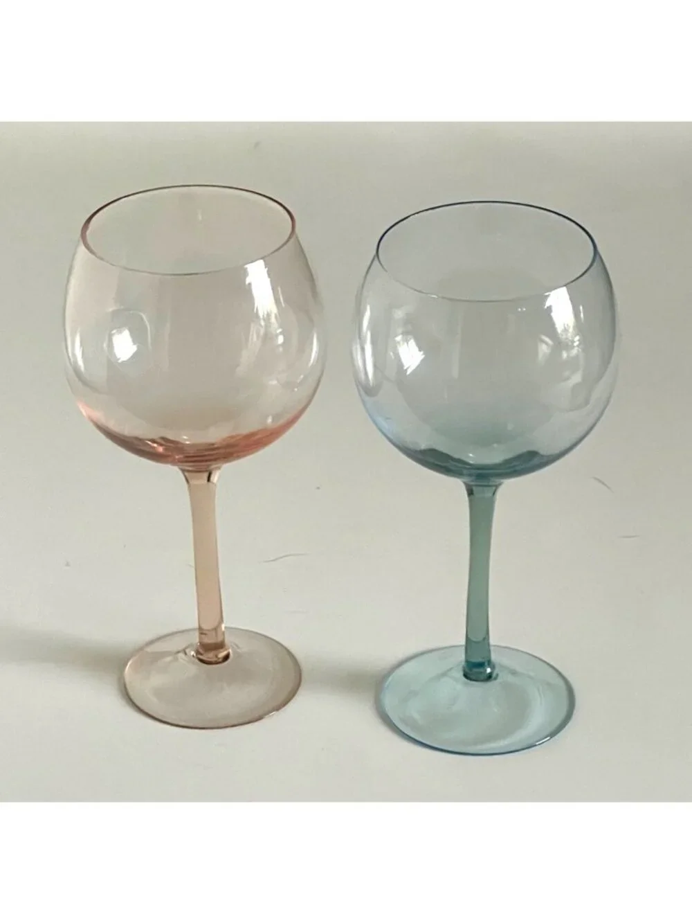 Byrdeen Handblown Crystal Two-Tone Balloon Wine Glasses set of 2 Rio and Cielo